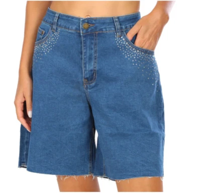 Pantalones Cortos BEBE Azul Denim 90S Novia (2 Lavados) 6-12 Nuevos con Etiquetas Foto 1 de 2