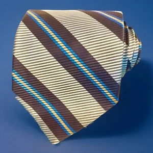 Vtg 1940s Mens 4” Wide Swing Tie Rockabilly Blue Stripes Rayon Roos Atkins EVC - Picture 1 of 8