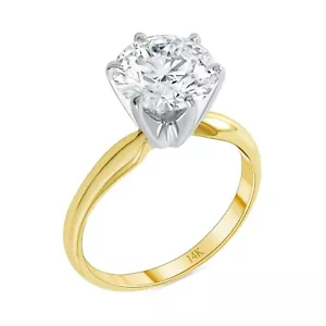 2,25 Karat runder 14K Gelbgold Solitär Verlobungsring simulierter Diamant - Bild 1 von 3