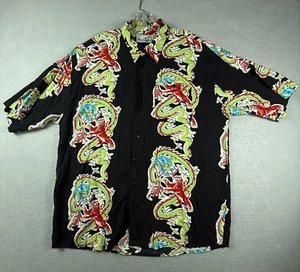 Camisa hawaiana Monticerutti para hombre X-grande negra tigre lucha dragón rayón - Imagen 1 de 8