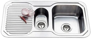Ariette 890mm 1&¼ bowl Stainless Steel Kitchen Sink - Picture 1 of 5