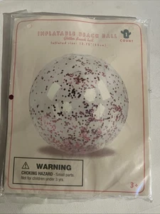 1 AUFBLASBARER Party STRANDBALL Rosa 13" Glitzer Brandneu im Paket Sommer Spaß - Bild 1 von 3