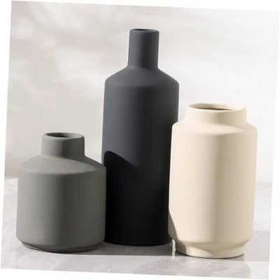 Juego de 3 Jarrones de Cerámica, Jarrones Decorativos Modernos para Decoración del Hogar, Pequeños Multi Gris Foto 1 de 4