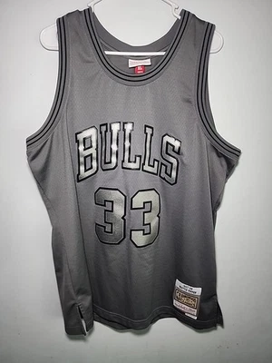 Mitchell & Ness Scottie Pippen Embroidered Bulls #33 Swingman Jersey Grey Black - Image 1 of 4