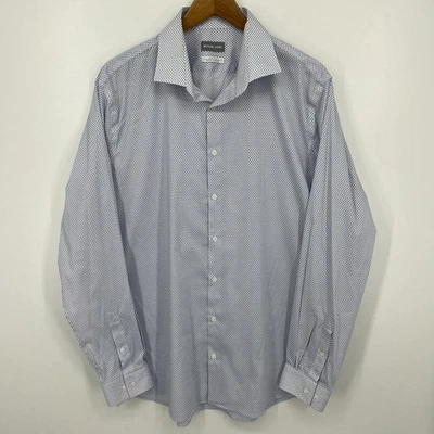 Camisa Michael Kors Manga Larga Botón Para Hombre Talla 18 Blanco Azul Delgada Alta Viaje Foto 1 de 4