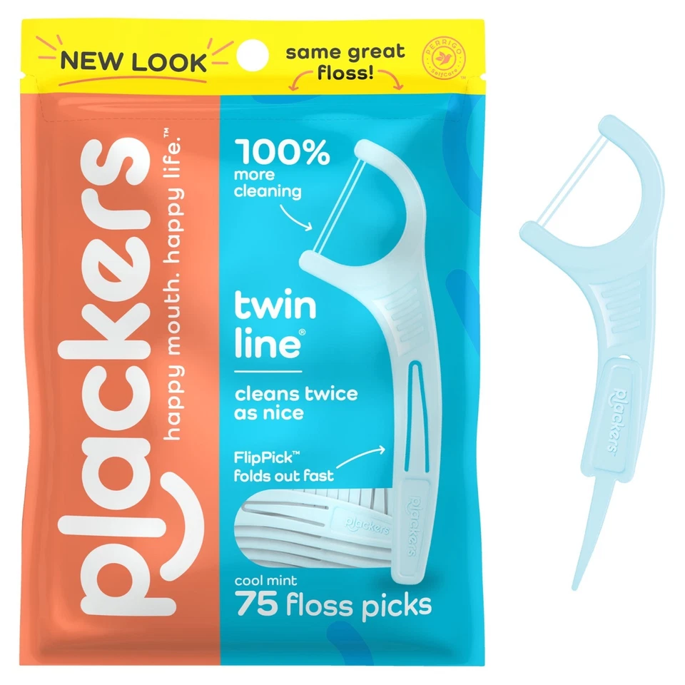 Plackers Twin-line Dental Floss Picks 75 Count 1