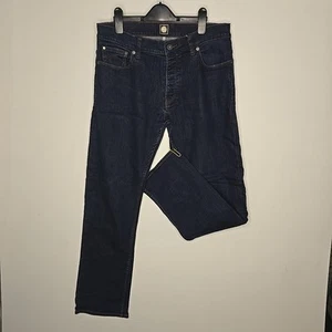Pretty Green Mens Jeans 34x30Black Slim Fit Button Fly Dark Wash Denim W34 L30 R - Picture 1 of 12