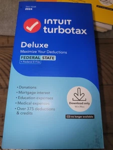 Intuit TurboTax Deluxe Maximize Deduction2024 Federal State E-File & Win/Mac - Picture 1 of 2