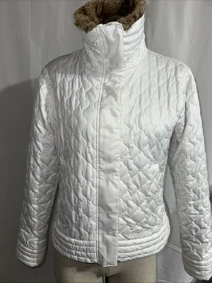 Marmot Jacket Puffer Fur Bomber Women’s Size M White  - Image 1 of 4