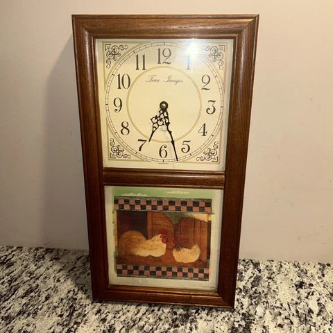 Vintage Quartz Digital Clock by Time Images - with Roosters Printed in Hong Kong Cover