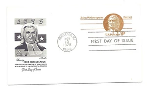 UY26 9c + 9c John Witherspoon, Patriot, tarjeta de respuesta maestro de arte, FDC - Imagen 1 de 1