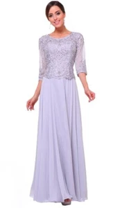 Women's Formal top Lace Embroidery Mother of bride beaded Long Evening dress - Picture 1 of 5