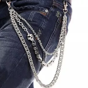 Carteras para Hombres Jeans Calavera Hip Hop Pantalones Cadena Llavero Hombre Decorativo - Imagen 1 de 12