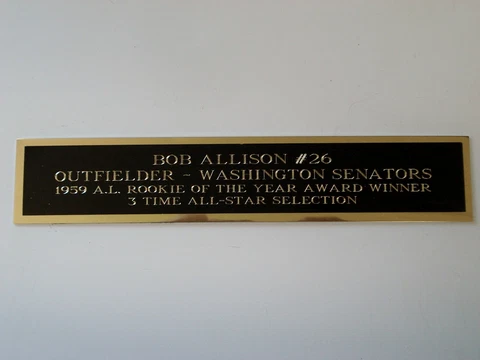 Bob Allison Senators Autograph Nameplate For A Baseball Bat Case 1.25 X 6 Cover
