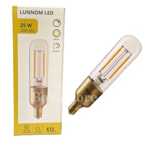 Ikea LUNNOM LED bulb E12 200 lumen, dimmable/tube-shaped clear glass/Diameter 1" - Picture 1 of 6
