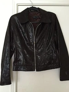 Aqua Leather Paris Embossed Leather Jacket Size 2 - Picture 1 of 3
