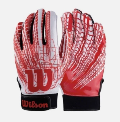 Guantes de fútbol Wilson Youth rojos y blancos con correa de muñeca súper agarre, talla grande Foto 1 de 3