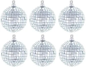Silver Disco Ball Ornaments Christmas Tree Ornaments Holiday Decor 6 Count - Picture 1 of 1