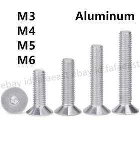 6061 Aluminium Alloy Hex Allen Hexagon Socket Flat Countersunk Head Screw Bolt - Picture 1 of 12