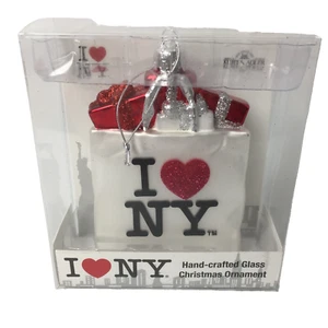 I Love NY Christmas Ornament Shopping Bag Packages By Kurt S. Adler NEW In Box - Picture 1 of 10