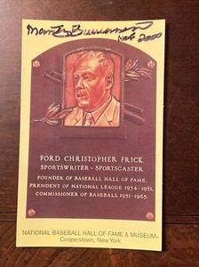 Marty Brennaman Signed Ford Frick Post Card Autographed Baseball HOF