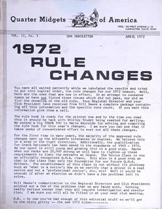 1972 Quarter Midgets of America Newsletter QMA Rule Changes Racing Vol II No 3 - Picture 1 of 9