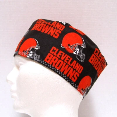 Cleveland Browns Mens Scrub Hat, Chemo Hat, Skull Scrub Cap, Surgical Cap - Image 1 of 4
