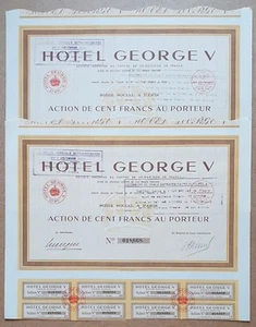 Paris VIII ème 31 Avenue George V - Lot de 2 Très Célèbre Palace George V 1939 - Picture 1 of 1