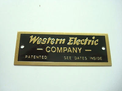 Antique Western Electric telephone  brass nameplate Vintage telephone tag - Image 1 of 3
