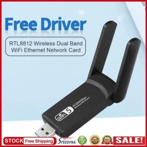 UK RTL8812 Wireless Dual Band 1200Mbps Network Card Ethernet Adapter USB Receive - Photo 1/8