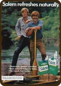 1974 Hombre Smoke Salem cigarrillos vintage aspecto decorativo réplica de metal letrero de metal - Imagen 1 de 1