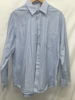 IZOD Men's Blue and White Long Sleeve Button Up Dress Shirt Size Large L6 - Image 1 of 4