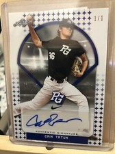 Cain Tatum 2018 Leaf Perfect Game National Showcase AA Blank Back Blue Auto 1/1