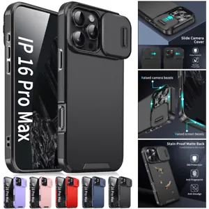 For iPhone 16E 16 15 14 13 12 11 Pro Max Plus Shockproof Case Lens Sliding Cover - Picture 1 of 20