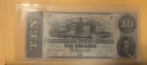 Billete de 10 dólares CSA Capitol 1863 T-59, en muy buen estado - Imagen 1 de 2