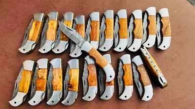 LOTE de 20 piezas Cuchillo Plegable de Caza de Acero Damasco, Cuchillos de Bolsillo con Funda Foto 1 de 4