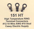 100 High Temperature Ring Terminal Connector 12-10 Wire Gauge Awg #10 Stud 900°F