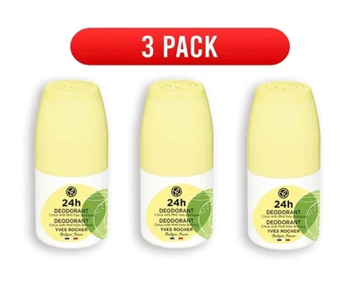 3 pack Yves Rocher Deodorant 24H Antiperspirant with Citrus Scent Roll-On 50ml - Image 1 of 4
