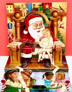 3D Pop-Up LETTER TO SANTA PopShots / Up with Paper Christmas Card VISITING SANTA - Picture 1 of 4