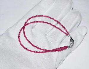 Natural Red Ruby Gemstone 2 mm Beads 925 Sterling Silver 2 Layer Bracelets - Picture 1 of 12
