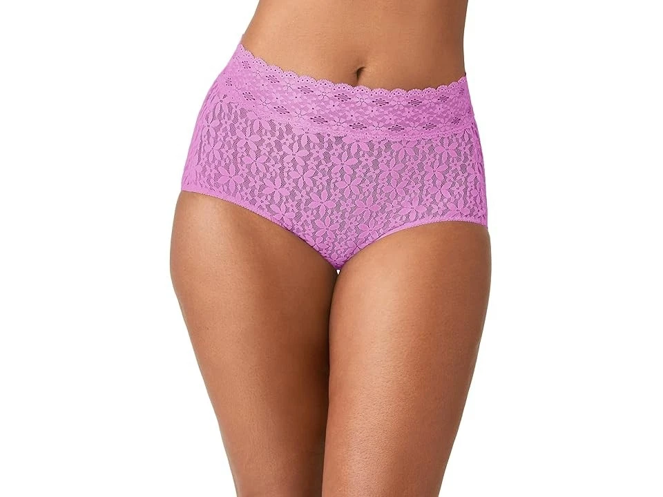 Wacoal Halo Lace Full Brief Panty Women's 5-S Purple Wide-Band Waist Pull On - Image 1 of 4