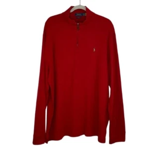 Polo Ralph Lauren Estate Rib rossa manica lunga maglione leggero uomo taglia XL - Foto 1 di 11