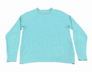 LL Bean Womens Midweight Cotton Slub Rollneck Pullover Sweater Teal Medium - Picture 1 of 7