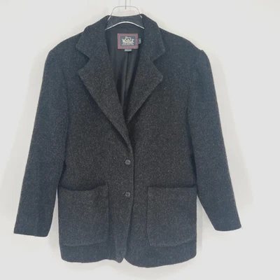 Vtg Woolrich Blazer Womens M Gray Wool Mohair Warm Cozy Business Classic Career - Image 1 of 4