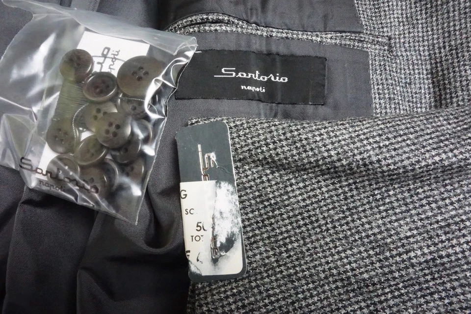 Sartorio x Kiton Gris Negro Pata de Gallo Flanne l2Pc Traje Chaqueta Pantalón 38R NUEVO Foto 1 de 4