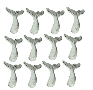 Zeckos White Cast Iron Whale Tail Drawer or Cabinet Door Pulls Set of 12 - Picture 1 of 9