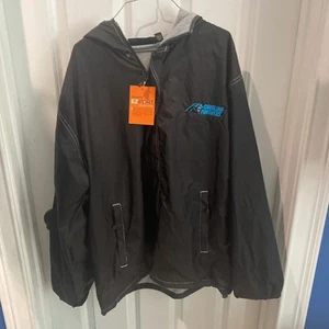 NFL Carolina Panthers Full Zip and Snap Jacket Size Medium Black with Hood - Picture 1 of 15