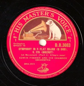 Fischer. Mozart (Symphony KV 319) + Bach (Air). HMV DB 3083-5 (3). NM(-) - Picture 1 of 2