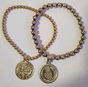 Von Treskow 2 Kune Coin Stretch Bracelet + St Benedict Coin - Picture 1 of 10