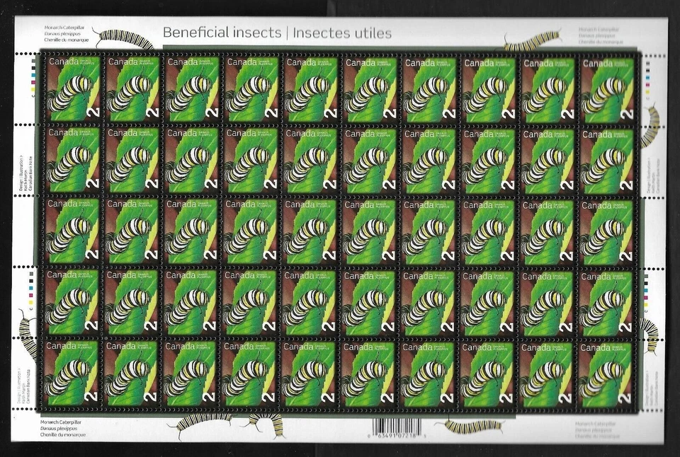 Canada — Full Pane of 50 — 2009, Beneficial Insect Monarch Caterpillar #2328 MNH - Image 1 of 1